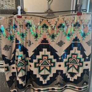 Sequin Geometric Skirt